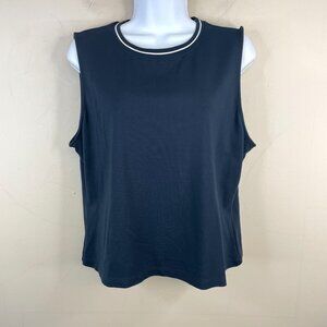 Tahari Womens Sleeveless Top Size XL Blue Preppy Tennis Pickleball Golf Coastal
